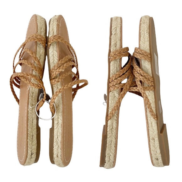 Madewell ‘The Kathryn’ Espadrille Slide Sandal in Leather in Amber Brown NWT - Picture 7 of 13